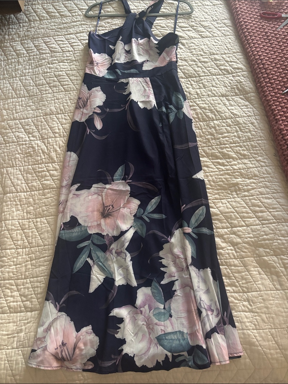Petal & Pup Floral Navy & Pink Halter Maxi Dress Size 6 EUC - Picture 4 of 7